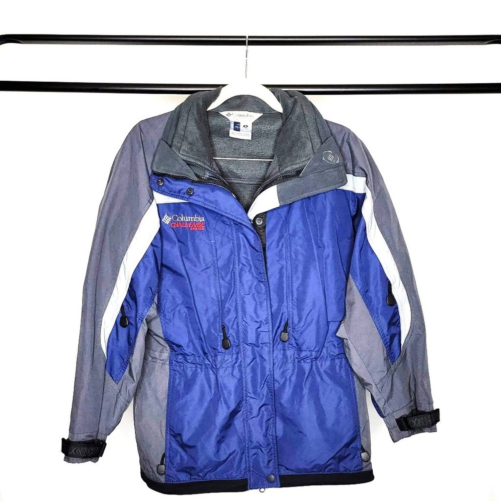 Columbia Challenge Series 90s Core Gray 2-Piece Polar Fleece w/Nylon Jacket SZ M - Picture 1 of 16